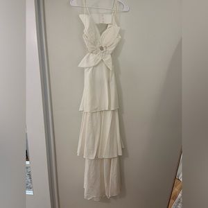 Farm Rio white linen flower maxi dress